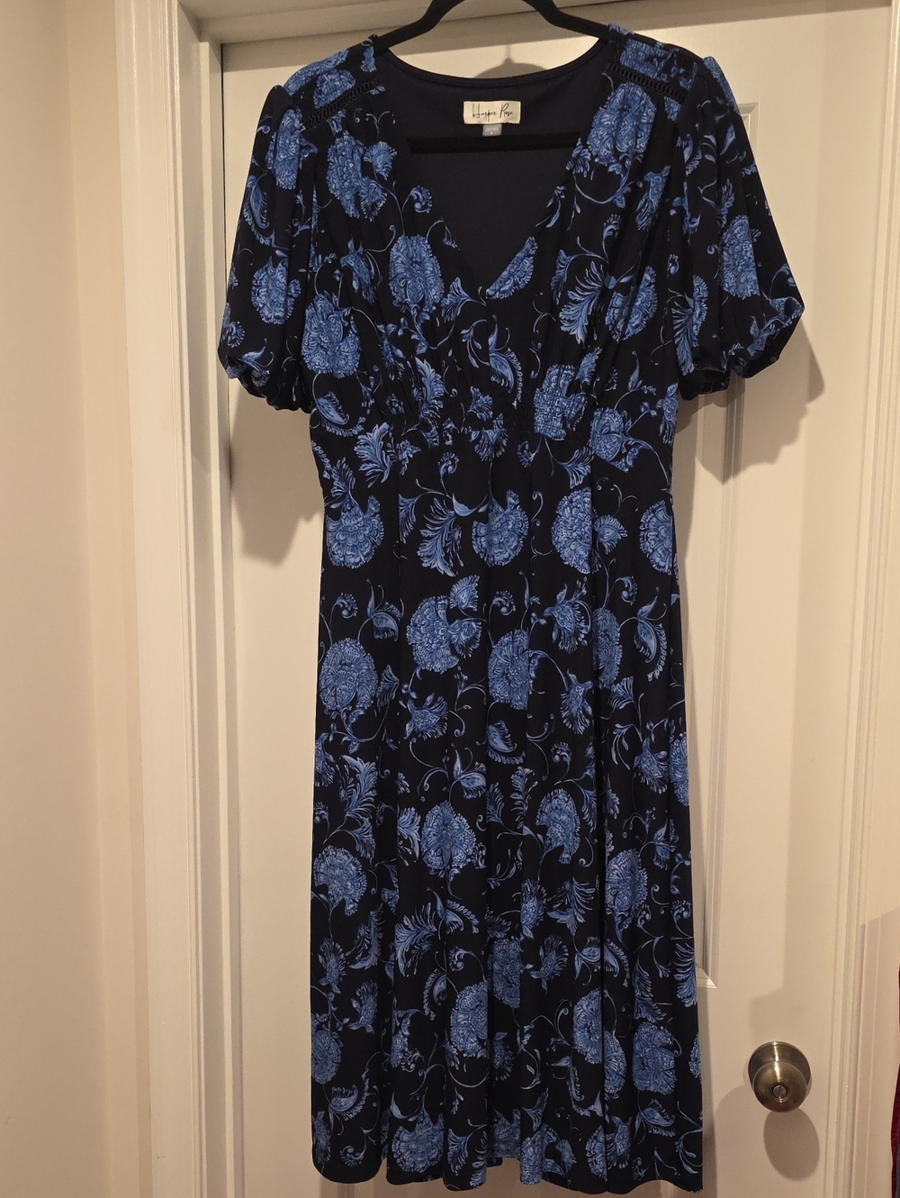 Harper Rose Navy Dress with Light Blue Floral Print